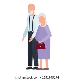 cute old couple comic characters vector illustration design