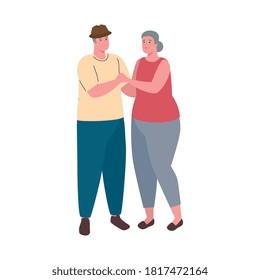 cute old couple dancing on white background vector illustration design