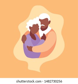 cute old couple hugged in frame
