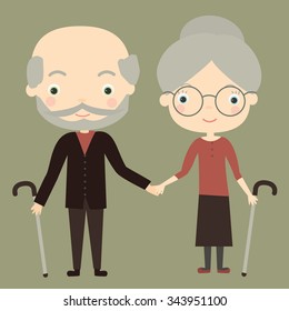 Cute old couple. Vector Illustration