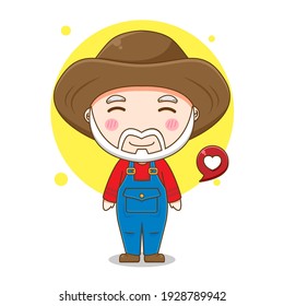 Cute Old Farmer Cartoon Character