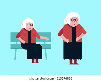 Cute Old Lady, Flat, Character Set
