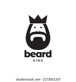 cute old man beard with crown logo design vector graphic symbol icon illustration creative idea