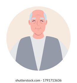 cute old man in frame circular, grandfather in frame circular on white background vector illustration design