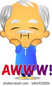 Cute old man, illustration, vector on white background.