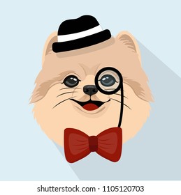 Cute Old Pomeranian Dog Puppy Party Face Illustration