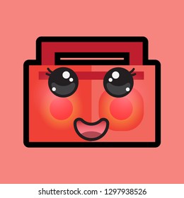 cute "old radio" cartoon images with a funny expression, isolated with solid colored background.