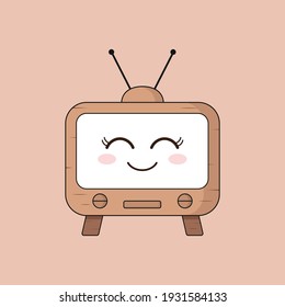 Cute old tv cartoon vector style