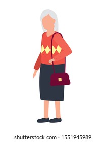 cute old woman comic character vector illustration design