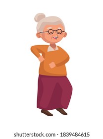 cute old woman dancing character vector illustration design