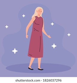 cute old woman on purple background vector illustration design