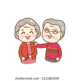 Cute older couple character vector.