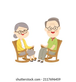 Cute older couple character vector.