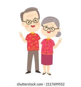 Cute older couple character vector.