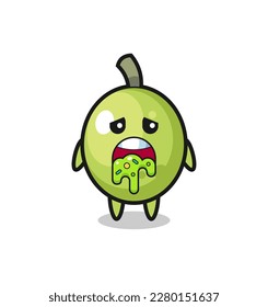 the cute olive character with puke , cute style design for t shirt, sticker, logo element