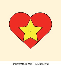Cute  on heart Illustration. modern simple vector icon, flat graphic symbol in trendy flat design style. wallpaper. lockscreen. pattern. frame. children.
