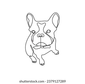 Recortar el logotipo del perro vectorial de una línea Mínimo en estilo abstracto dibujado a mano, dibujo minimalista de una línea. Vector Pro mínimo y abstracto de amor