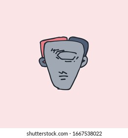 Cute one-eye sleeping monster. Fantasy creature sticker colored icon, eps8