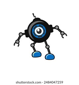 cute one-eyed robot, round robot, egg robot, vector design