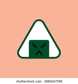 A cute onigiri with angry expression. Cute food character. Flat design vector illustration on isolated background.