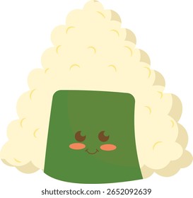 Personagem de desenho animado Onigiri bonito com alga envoltório ilustração plana