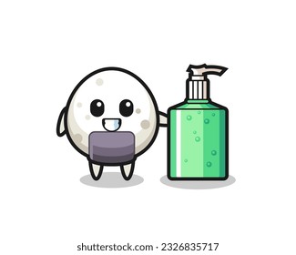 cute onigiri cartoon with hand sanitizer , cute style design for t shirt, sticker, logo element