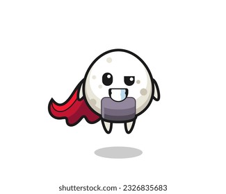 the cute onigiri character as a flying superhero , cute style design for t shirt, sticker, logo element