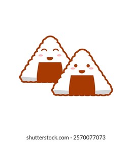 Cute Onigiri Character. Japanese Food Cartoon Illustration