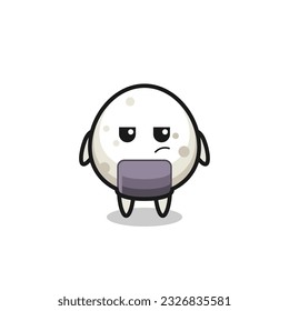 cute onigiri character with suspicious expression , cute style design for t shirt, sticker, logo element