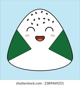 süße onigiri emoticon Gesicht Vektordesign-Illustration. Geeignet für Aufkleber, T-Shirt, Mug usw.EPS10

