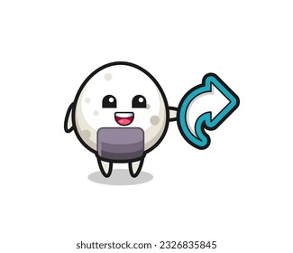 cute onigiri hold social media share symbol , cute style design for t shirt, sticker, logo element