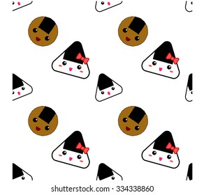 Cute onigiri japanese food pattern