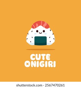 Cute onigiri logo illustration. Japanese food icon design, suitable for cafe and restaurant.