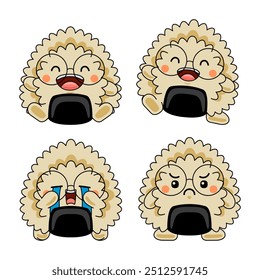 Ilustración vectorial linda del personaje de la mascota de Onigiri