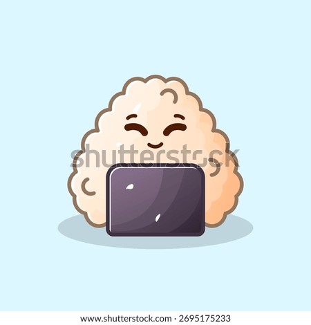 Cute Onigiri Mascot Character Vector Illustration – Adorable Japanese Rice Ball Design for Kids, Sticker, and Branding Use
