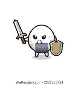 cute onigiri soldier fighting with sword and shield , cute style design for t shirt, sticker, logo element