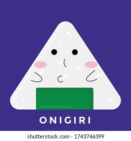 Cute onigiri Vector illustration.happy, sad, angry, confused, amazed, flat , kiss expression