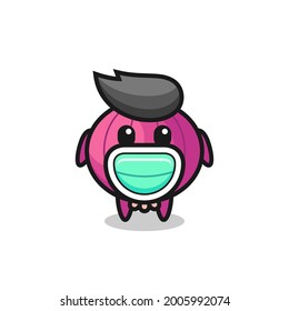 cute onion cartoon wearing a mask , cute style design for t shirt, sticker, logo element