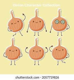 cute onion character collection vector