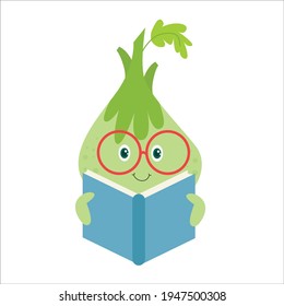 Caracteres de color de cebolla plana Dibujo plano Modelo de diseño Ilustración