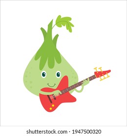 Caracteres de color de cebolla plana Dibujo plano Modelo de diseño Ilustración