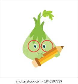Cute Onion Character Flat Cartoon Vector Template Design Illustration