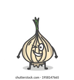 Caracteres de color de cebolla plana de dibujos animados de tipo Emoticon Modelo de diseño Ilustración