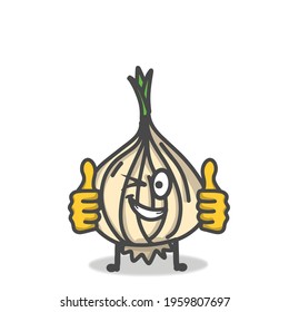 Cute Onion Character Flat Cartoon Emoticon Vector Template Design Illustration