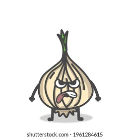Cute Onion Character Flat Cartoon Emoticon Vector Template Design Illustration