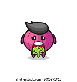 the cute onion character with puke , cute style design for t shirt, sticker, logo element