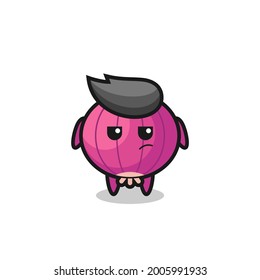 personaje adorable de cebolla con expresión sospechosa, diseño de estilo lindo para camiseta, pegatina, elemento logo
