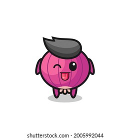 cute onion character in sweet expression while sticking out her tongue , cute style design for t shirt, sticker, logo element