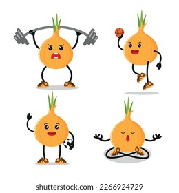cute onion do sport vector illustration