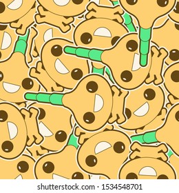 Cute onion pattern seamless. baby textile texture. Cartoon Vegetable child background . vector ornament